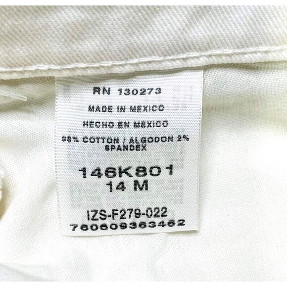 Riders By Lee Womens White Shorts With Green Belt Loop14M Cotton/Spandex - Picture 3 of 4